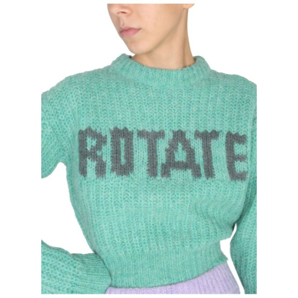 Adley‎ Rotate Logo Sweater NWT Birger Christensen Cropped Puff Sleeves SZ XS